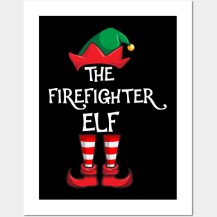 Firefighter Elf Matching Family Christmas Fireman Posters and Art